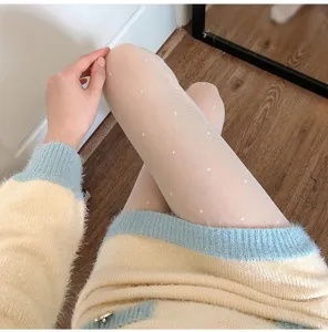 Sheer polka dot pantyhose for women, stylish cute slim leg cute tights for daily wear.
