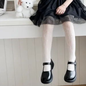 Collant a Rete Floreale Carini per Ragazze Primavera Estate Sottili Lolita Leggings Pantaloni in Nylon Traspiranti per Bambini