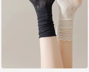 Japanische Rüschen-Spitzen-Slouch-Socken, dünne atmungsaktive Mesh-Wadenstrümpfe für Sommer.