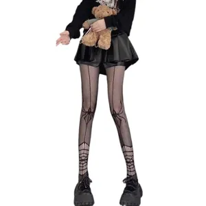 Halloween spiderweb fishnet tights gothic black pantyhose party subculture legwear for women