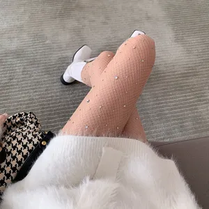 Women rhinestone fishnet tights sheer pantyhose crystal sparkle summer hosiery leg wear