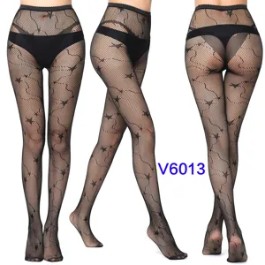 Sexy fishnet pantyhose for women with star pattern jacquard design, comfortable and stylish.