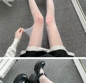 White sheer pantyhose ultra thin translucent tights JK hosiery detail view for women everyday