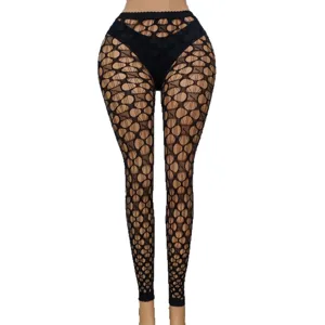 Übergröße sexy hohle Netz Fischernetzhose hohe Taille schmale Passform Strumpfhose