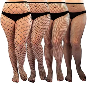 Plus size fishnet stockings for women, sexy mesh tights with various mesh sizes for curves.