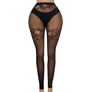 Übergröße spitze hohe taille fischnetz strumpfhose sexy hohle schwarze netzstrümpfe damen