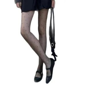 Women sheer black polka dot tights ultra thin transparent sheer pantyhose for summer daily wear
