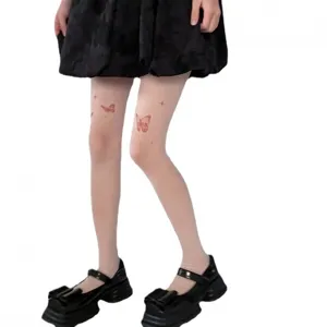 Sheer butterfly print pantyhose translucent tights Lolita subculture hosiery for women