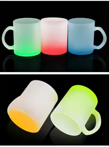 Taza de vidrio esmerilado sublimación degradado blanco DIY taza detalle vista online