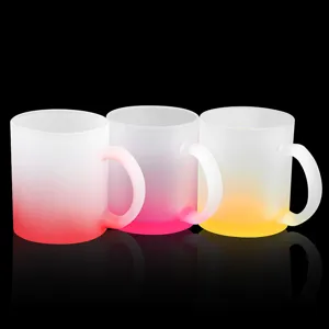 Taza de vidrio esmerilado con degradado por sublimación y asa taza de café personalizada