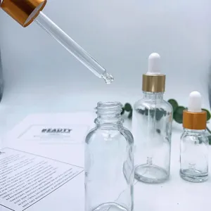 Clear Glass Dropper Bottles Set for Essential Oils Serum Perfume Cosmetic Empty Vials