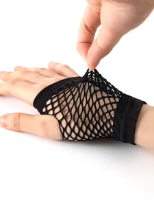 Short black fishnet gloves elastic mesh fingerless gloves sexy party costume accessories