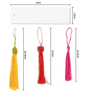 Blank metal aluminum bookmarks with colorful silky tassels DIY reading page markers set.