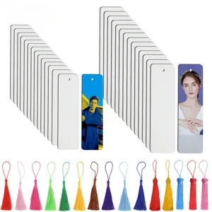 DIY Blank Aluminum Metal Bookmark With Colorful Tassel Student Reading Page Marker Craft Supply