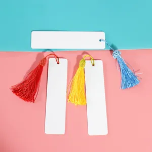 Blank DIY metal bookmarks with colorful tassels, ideal for student reading and gifts.