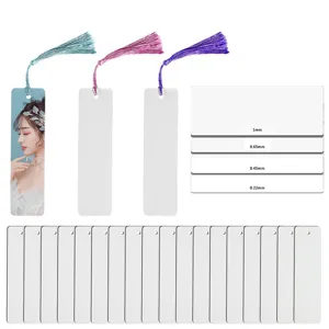 DIY blank aluminum metal bookmarks with colorful tassels, custom sublimation reading bookmarks.