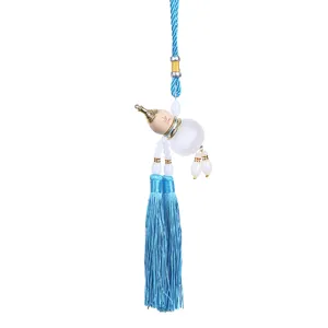 Blue tassel car hanging ornament wooden frosted gourd pendant interior auto accessory