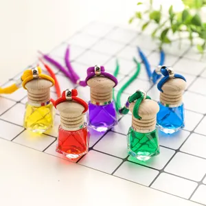 Car Perfume Pendant Automotive Aromatherapy Glass Bottle With Wood Cap Hanging Ornament Car Interior Decor