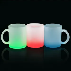 Taza de vidrio esmerilado vaso de agua con degradado de color DIY sublimación con asa