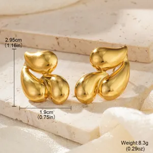 Goldene Tropfen-Ohrstecker, glänzend poliert, mit Maßen 2,95 cm Höhe und 1,9 cm Breite