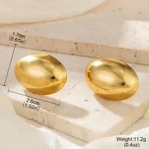 Elegante goldene ovale Ohrstecker aus Edelstahl mit Maßangaben und Gewichtsangaben