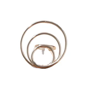 Minimalist geometric multi-layer gold metal ring with unique niche design style