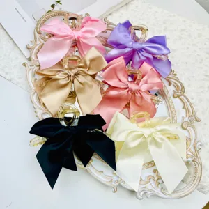 Large Satin Bowknot Hair Claw Clip Korean Mori Style Elegant Shark Clip Ribbon Hair Clip Back Of Head Bun Styling Accessory
