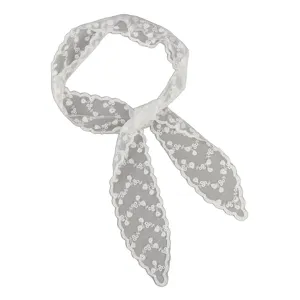 Elegant white lace hair ribbon with delicate floral patterns for versatile hair styling