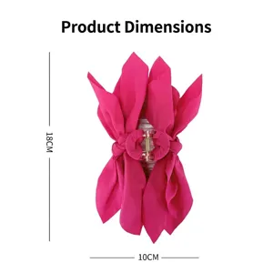 Detailed size map of fuchsia fabric bow hair claw clip measuring 18cm height and 10cm width