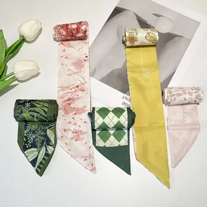 French vintage style silk hair ribbons with diverse floral and geometric patterns
