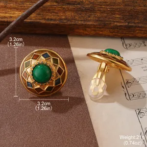 Detailansicht französischer Vintage-Emaille-Ohrclips mit Größen- und Gewichtsdaten
