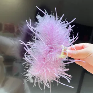 Fluffy lavender ostrich feather hair claw clip for elegant and dreamy hairstyles