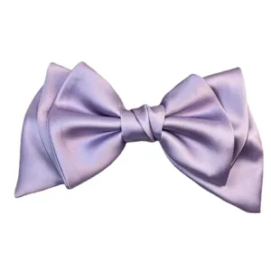 Elegant lavender satin bow hair clip with multi-layered design for women in ins style.