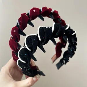 Vintage Samt Strass Schmaler Haarreif Für Damen Rutschfest Gezahntes Haarband Retro Sternenhimmel Stil Haarschmuck