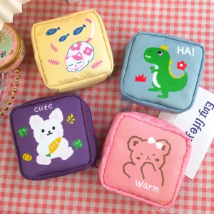 Mignon sac de rangement pour serviettes hygiéniques pochette cosmétique étanche zippée