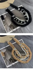 Damen flauschige Pelz Perle Taillenkette Y2K Mode dekorativer Gürtel für Kleid Pullover