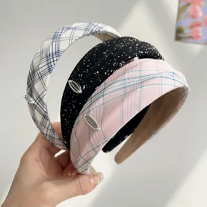 Γυναικεία Στέκα Gingham Φαρδιά Κολεγιακό Στυλ Καρό Κορδέλα Μαλλιών Ύφασμα με Μεταλλική Διακόσμηση Κορεάτικο Αξεσουάρ