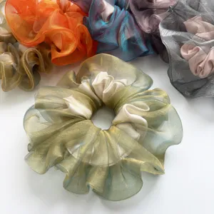 Irisierendes Organza Großes Haargummi Frisch Träumerisch Netz Haargummi Gefalteter Pferdeschwanz Halter Damen Mode Haarschmuck