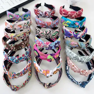 Colección de diademas anudadas de estilo étnico vintage con varios diseños coloridos