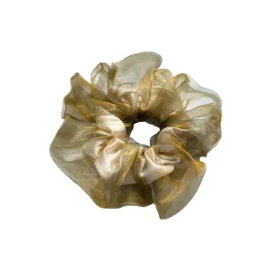 Elegantes schimmerndes goldenes Organza-Haargummi mit transparentem Stoff Design