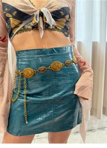 Catena da vita in stile deserto per donna, cintura dorata vintage per abiti e jeans.