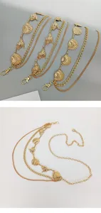 Gold multi-layer conch shell waist chain for women, ocean style belly chain for dresses.