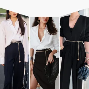 Chaîne de taille en métal pour femmes, ceinture élégante pour robes et vestes de costume.