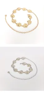 Elegante Metall Taillenkette für Damen, schicker Blumen Gliedergürtel, perfektes Kleid Accessoire.