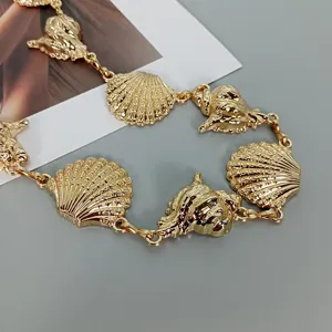 Gold seashell metal waist chain beach style body chain for women dresses pants sweaters