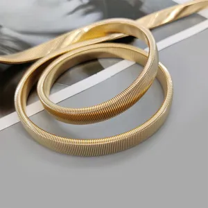 Cadena de cintura elástica de metal dorado para mujeres, elegante cinturón de serpiente.