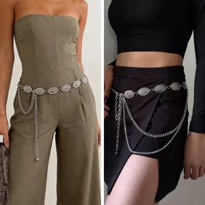Retro Metal Waist Chain Women Decorative Thin Belt Simple Dress Fashion Body Chain Vintage Waist Jewelry