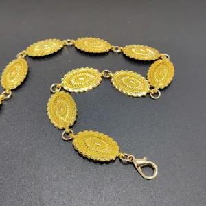 Vintage gold tone metal waist chain decorative dress belt for stylish women wear