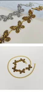 Women metal butterfly waist chain elegant dress belt decorative body chain jewelry accessories