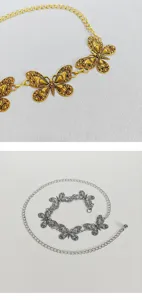 Women metal butterfly waist chain belt silver and gold stylish dress jeans accessory